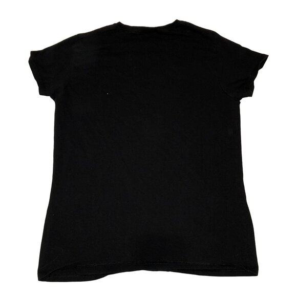 RARE PYROMANIA DEF LEPPARD T SHIRT SZ L BLACK UNION JACK LOGO CAP SLEEVE WOMENS - Picture 5 of 5